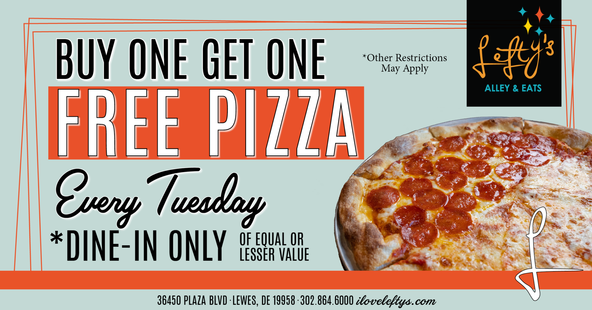 BOGO Pizza Lefty's Alley & Eats