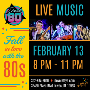 Decade80 Fall in Love with the 80s Live Music Event at Lefty's Alley & Eats on February 13 at 8 pm.
