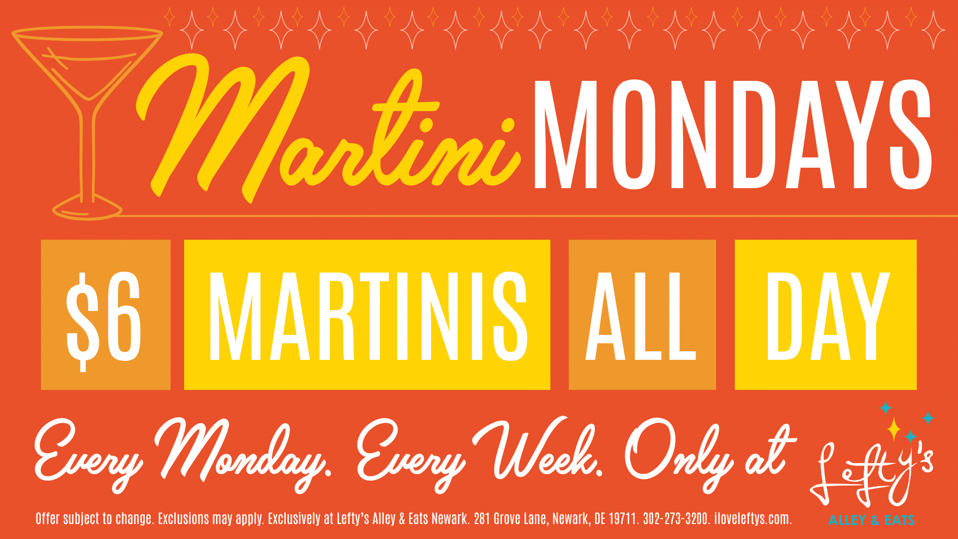lefty's newark martini mondays mvix tv graphic 1920px x 1080px july 2026